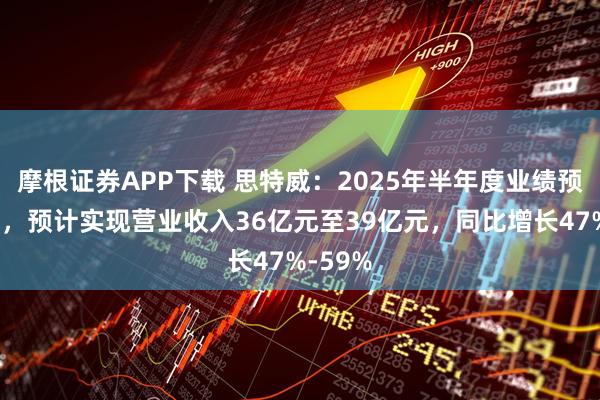 摩根证券APP下载 思特威：2025年半年度业绩预告显示，预计实现营业收入36亿元至39亿元，同比增长47%-59%